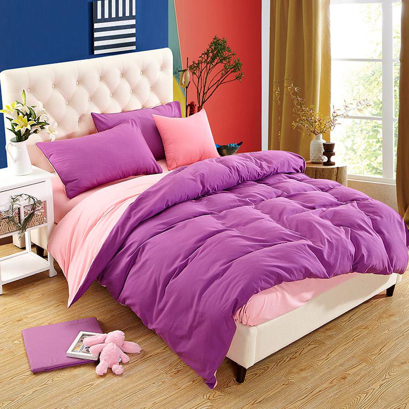 Luxuriöse einfarbige Bettdeckenbezug Steppdecke Twin Queen King Size Uni Bettwäsche-Set