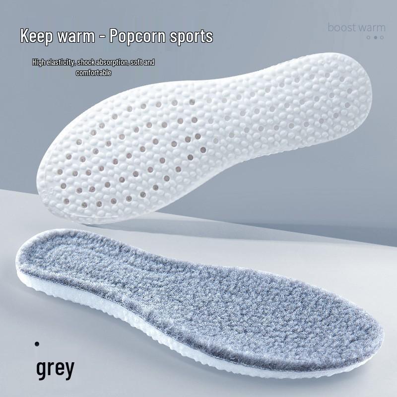 PU Winter Step-On-Comfort: Men's & Women's Velvet-Lined Wool Insole with Sweat-Absorbing Mugwort and Sports Shock Absorption