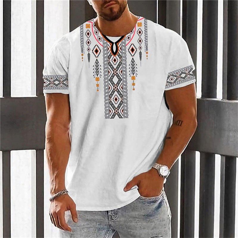 Vintage Ethnic T-shirt 3D Print Clothing O-neck Men Tops Oversized Short Sleeve Tee Summer Loose Male Streetwear Mens Clothes