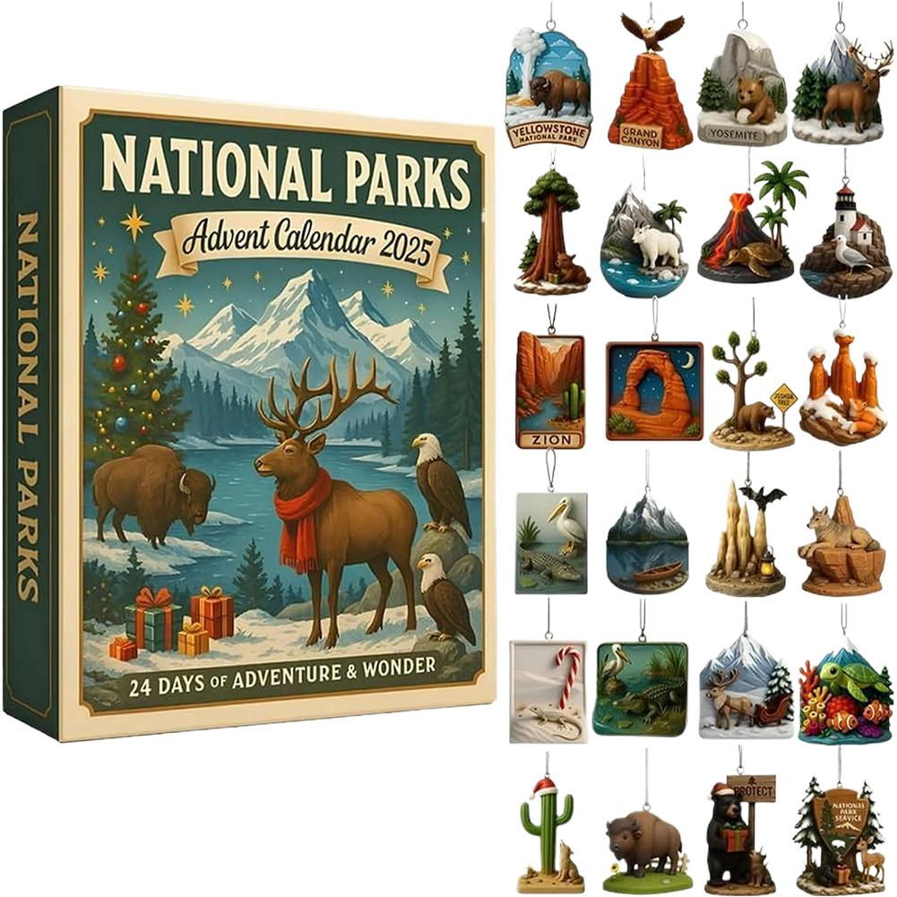 

2025 National Park Themed Advent Calendar Acrylic 24 Days For Surprise Pendants Christmas Countdown Eco Friendly Ornaments Gift L