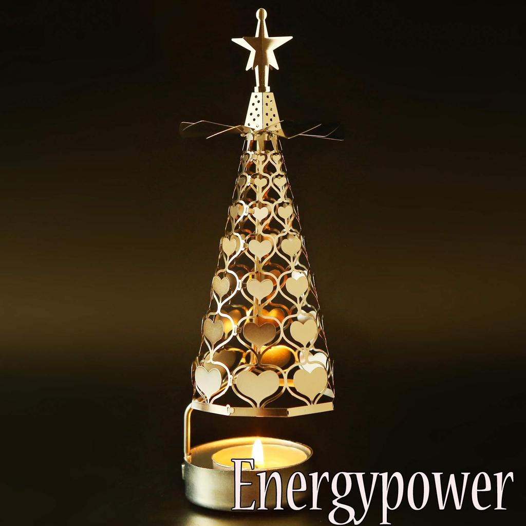 Christmas Rotary Candle Holder - A Christmas tree sparkles and rotates. Romantic Scandinavian-style interior decoration. Starlight Windmill Rotating C