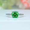 Women Jewelry Set Luxury Emerald Ice Cut Princess Square Pendant Necklace and Simple Green Diamond Ring