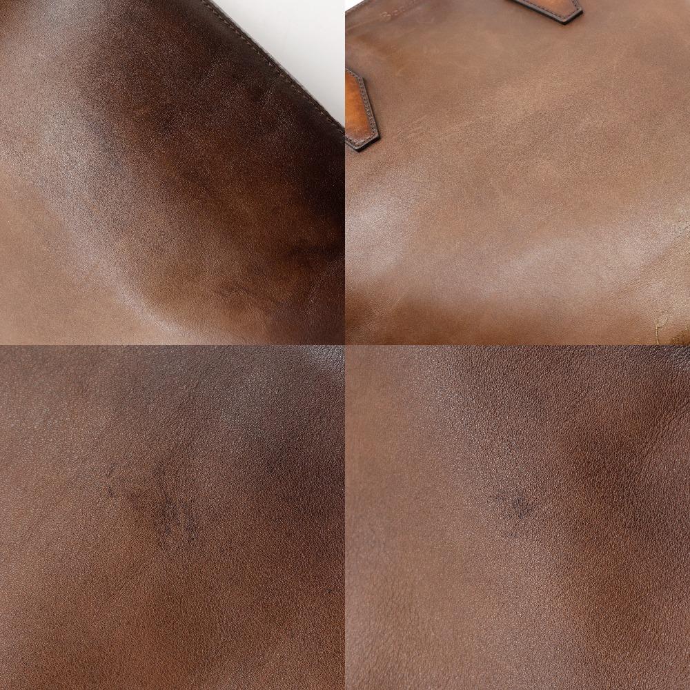 Berluti Modernist Vertical Tote Bag Calligraphy Scrit Brown Calfskin mens Used