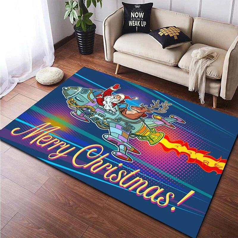Weihnachten HD-bedruckter großer Teppich, Teppich für Wohnzimmer, Schlafzimmer, Sofa-Dekoration, rutschfeste Fußmatten, Dropshipping Alfombras