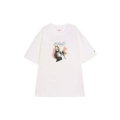 Jordan Graphic Print Crew Neck Short Sleeve Drop Shoulder T-Shirt Women Tops White FN5709-100