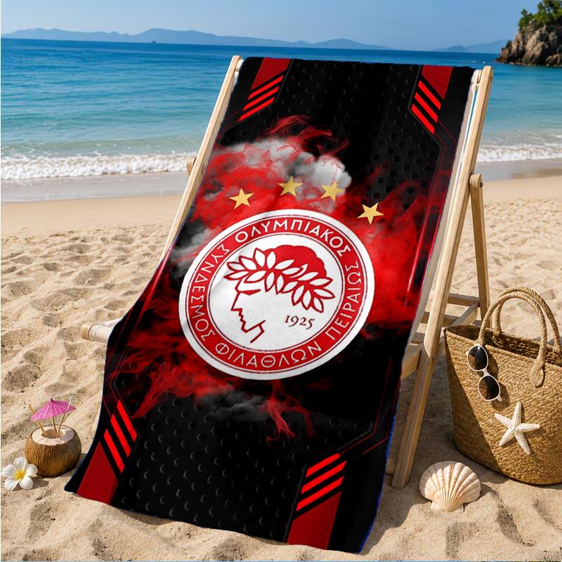 Olympiacos Fc: Serviette de plage Fierté Rouge et Noire, Séchage Rapide, Facile d'Entretien, Convient aux Vacances Fitness et Plage, Essentiel Sportif