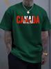 New Unisex Black Crew Neck Tee Bold Canada Letter with Red Maple Leaf Flag Graphic Patriotic Country Pride Soft Cotton Male Tops
