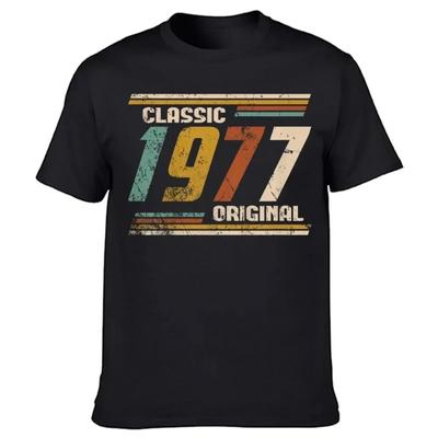 Nowość Niesamowite Klasyczne Vintage 1977 Wzór Nadruku T-shirty Streetwear Krótki Rękaw Prezenty Urodzinowe Letni Styl T-shirt Męski