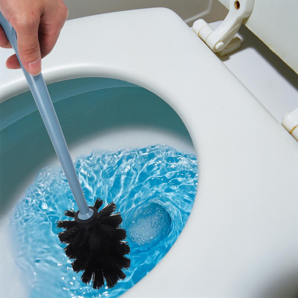 Long Handle Toilet Brush White Plastic with Base Home Bathroom Cleaning Tool Wc Supplies Convenient Cleaning Helper