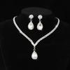 European and American Bridal Jewelry Set Simple Zirconium Water Drop Pendant Rhinestone Necklace Earrings Two Wedding Dress Accessories