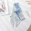 Summer French Retro Blue Tied Hair Small Floral Long Silk Scarf Headband Braided Hair Chiffon Thin Ribbon Scarf
