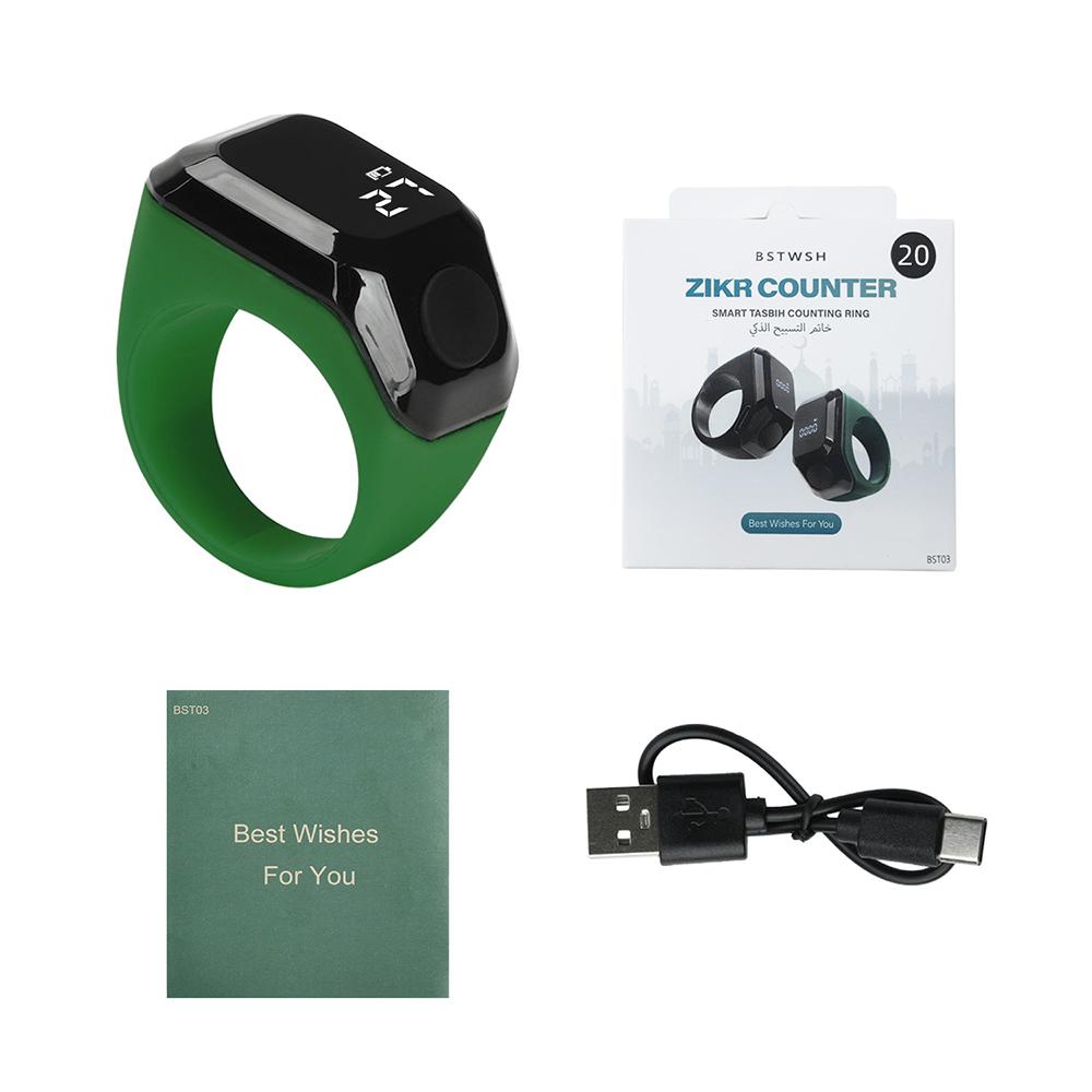Digital Ring Counter Bluetooth APP Control OLED Display Silent Touch Type-C Rechargeable Muslims Ring Prayer Finger Counter