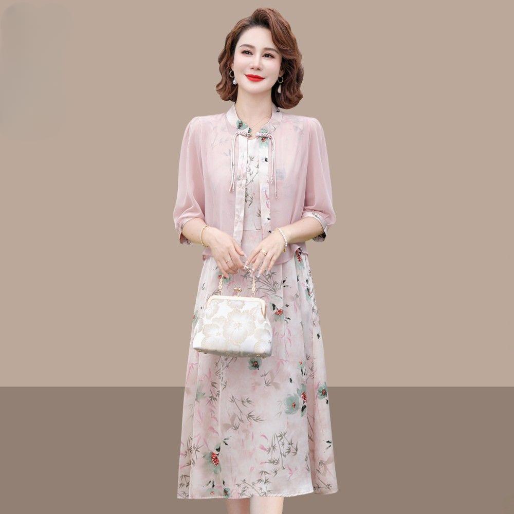 High Quality Chinese Style Summer Dress Set for Women Slimming Two Piece Outfit Fashionable and Elegant