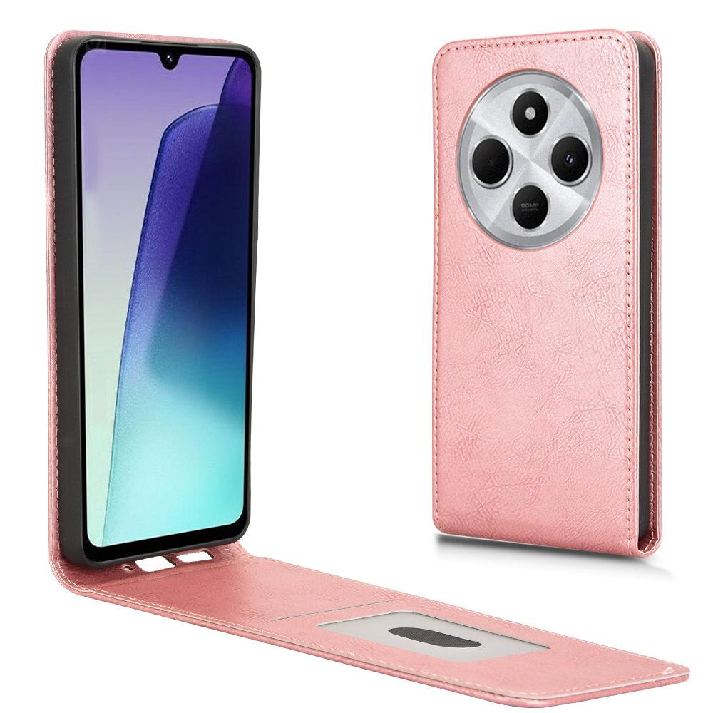 

Шкіряні фліп-чохли, сумісні з Redmi 14C/Redmi A4/14R/Poco C75Up and Down Flip Cover Міцна захисна кришка з PU шкіри for Xiaomi Poco C75 рожевий