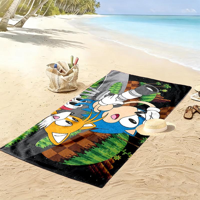 Sonic the Hedgehog4 Print Beach Towel, Large Soft Quick Dry Towel for Beach Camping Swimming
