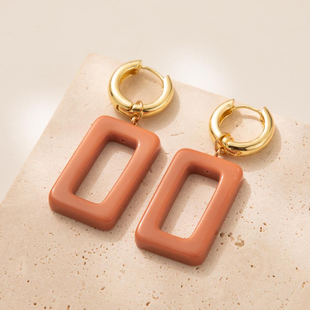 Trendy Fall Geometric Earrings 2023 Stylish Resin Design Square