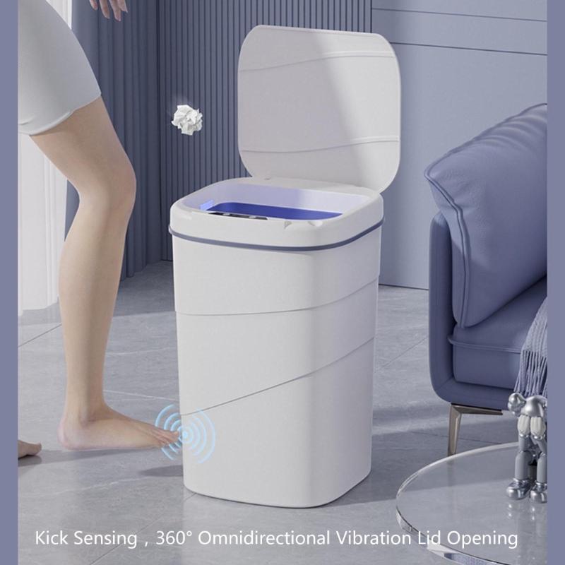 14L Automatic Waste Container Light Feature Twist Protect Three Detection Picks For Telecommute And Bathroom Use