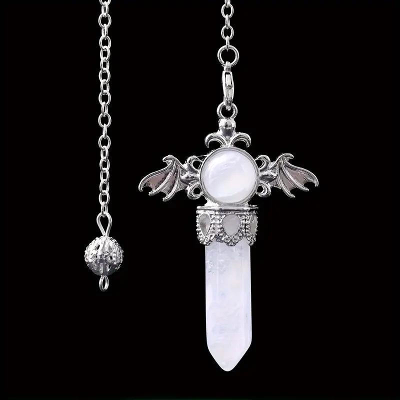 Natural Stone Angel Hexagonal Crystal Pendant - European-American Style