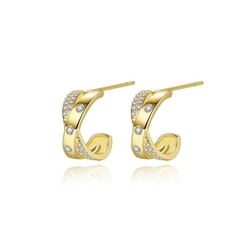 Crossed Earrings High-end Circle Earrings Micro-set Zircon Versatile Ear Accessories for Women