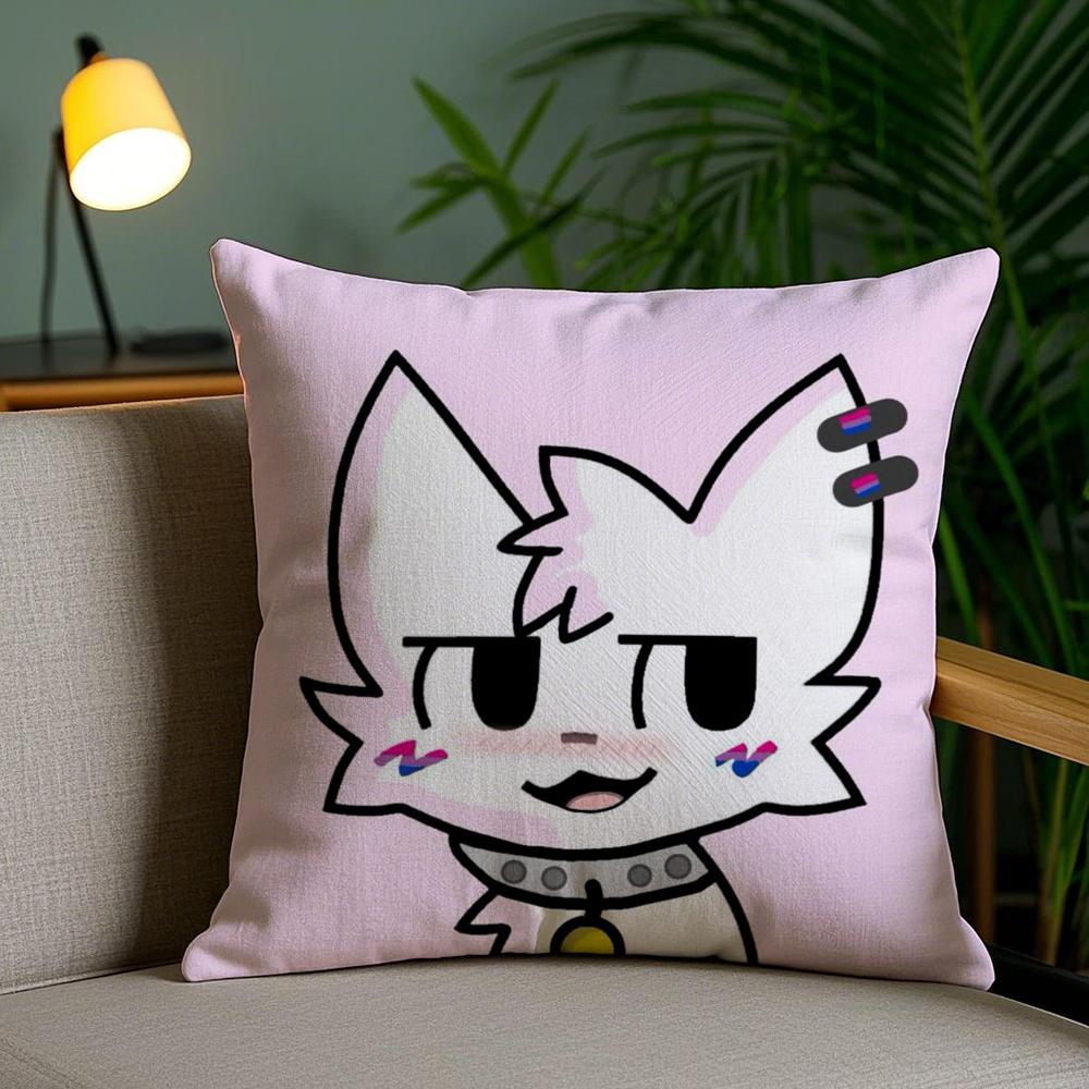 B-Boykisser Silly Cat Cute Cushion Cover Soft Short Plush Double-Sided Printing Home Decor Machine Washable Pillow Case Gift