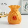 Lucky Bag Vase Wealth Bag Flower Vase Table Centerpiece Fortune Bag Money Bag Figurine for Bedroom Office Chinese New Year Decor