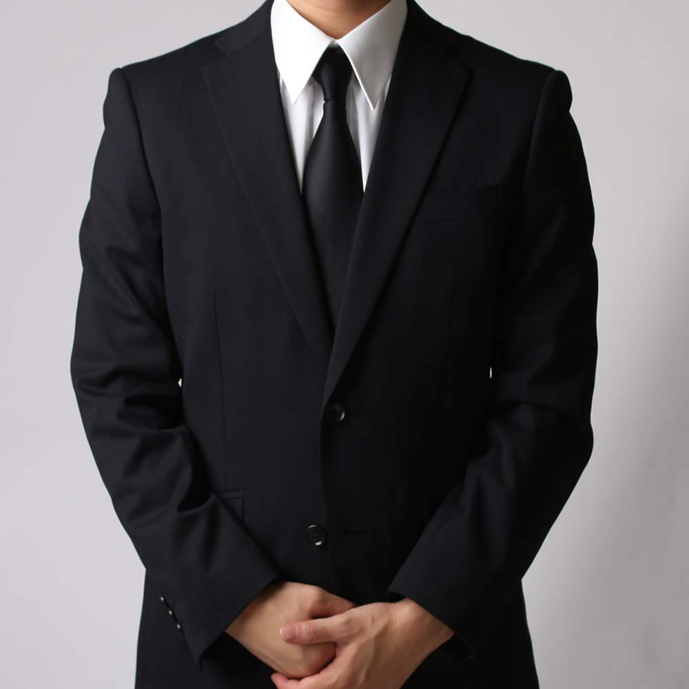 [atelier365] Men's Formal Necktie, Black, for Weddings, Funerals, and Other Ceremonies. Made in Japan. Blade width: approx. 8.5cm (FREE size)