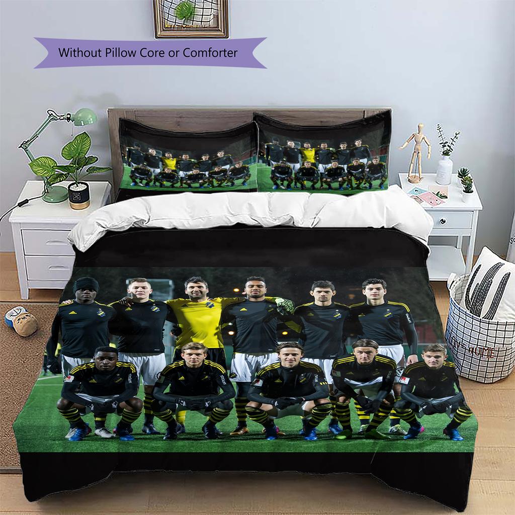 FC AIK Pattern Bedding Home Decoration Birthday Gift (1 * Duvet Cover + 2 * Pillowcase, Without Core)