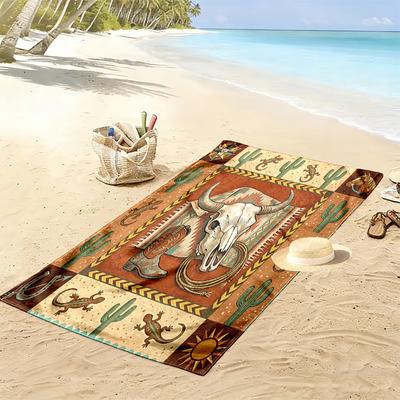 Cultural Puzzle Art Print Beach Towel, Large Soft Quick Dry Towel for Beach Camping Swimming
