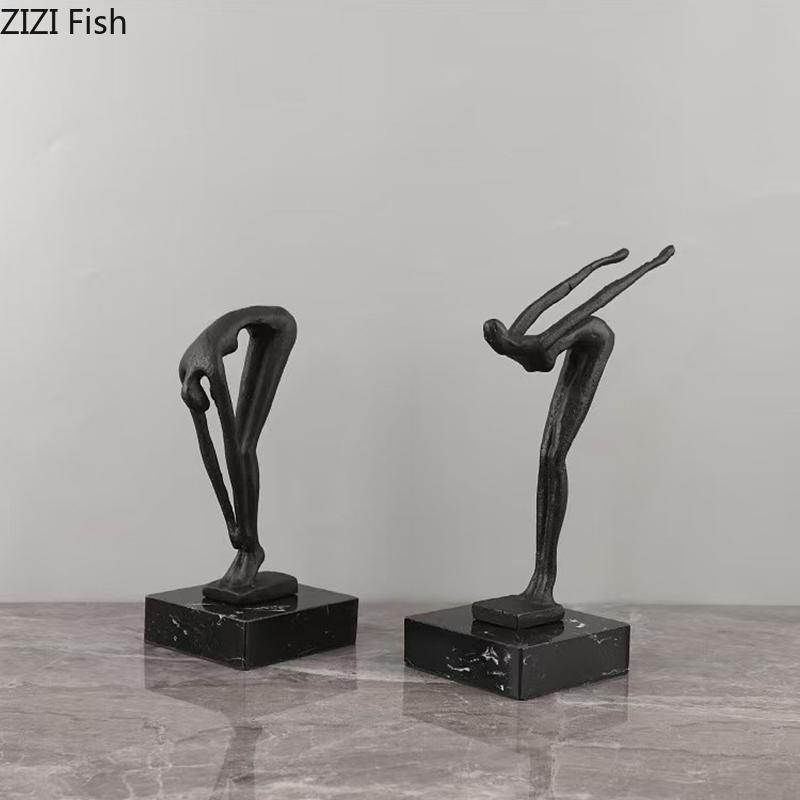 Gymnast Figures Statue Desk Decoration Ornaments Creative Gymnastic Performance Character Metal Sculpture Room Aesthetic Decor