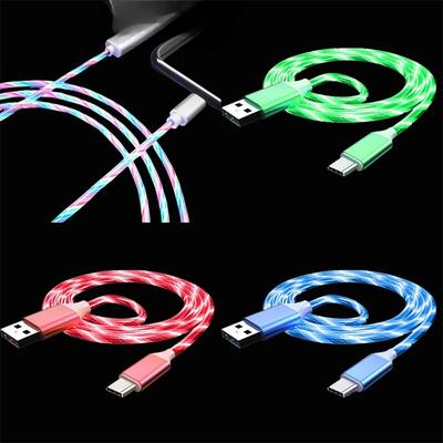 Flow Luminous USB Type C Cable 3A Fast Charging Data Cord for Samsung Xiaomi OPPO  IPhone Charger Micro USB Wire LED Cable