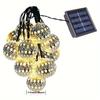 Solar Moroccan String Lights Metal Spherical Outdoor Fairy Lights for Christmas, Thanksgiving, New Year, Valentine's Day