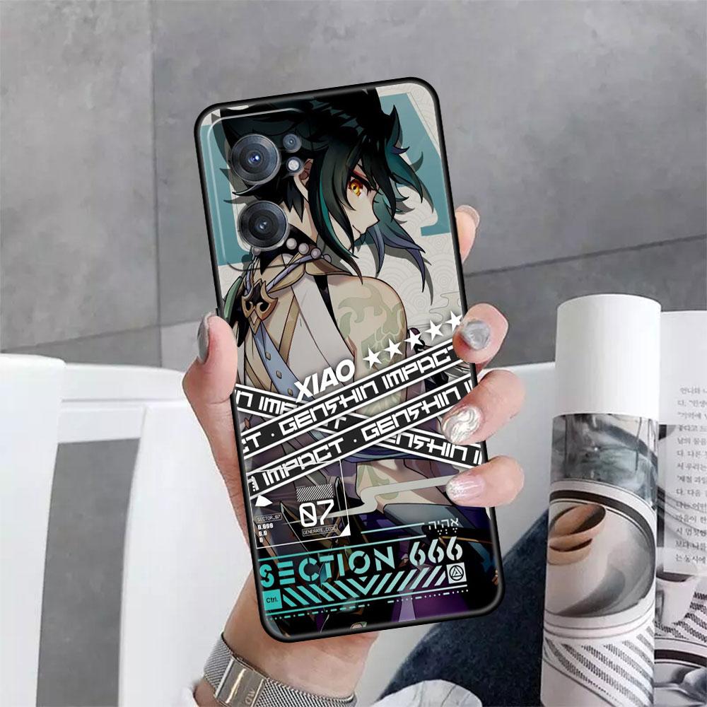 Phone Black Case for OnePlus Nord 2 5G 8T 10 9 7 8 Pro 10T For Oppo A53 A16 A15 A54 A74 Silicone Funda Genshin Impact Anime