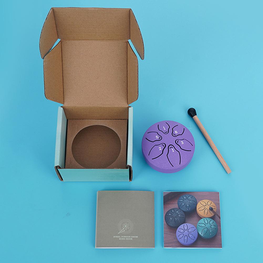 Tobe de ploaie de 3 inchi 6 note pentru instrument de tobă de ploaie în exterior Mini tobă manuală pentru meditație yoga Cadou unic