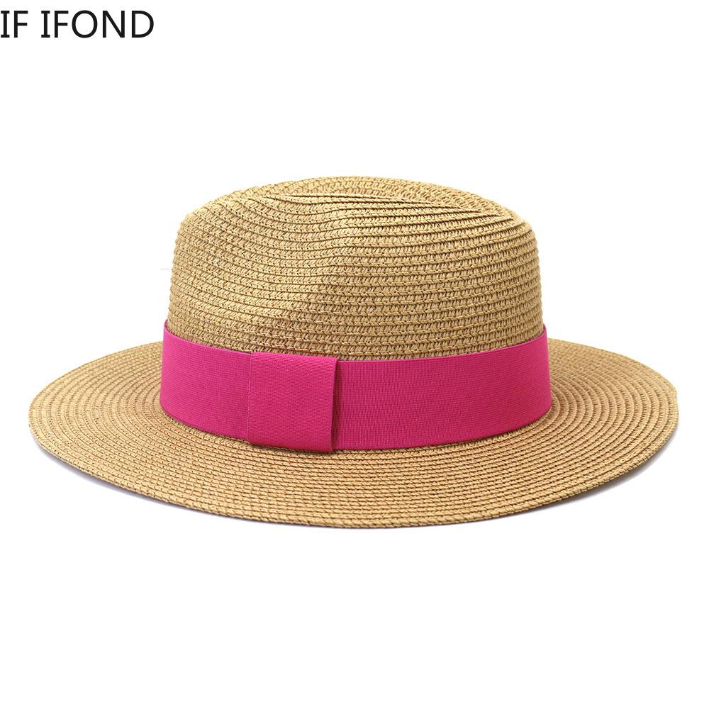 2022 New Summer Straw Sun Hat For Women Fashion Wide Side Panama Cap Outdoor Beach Holiday Jazz Fedora Hat 60CM