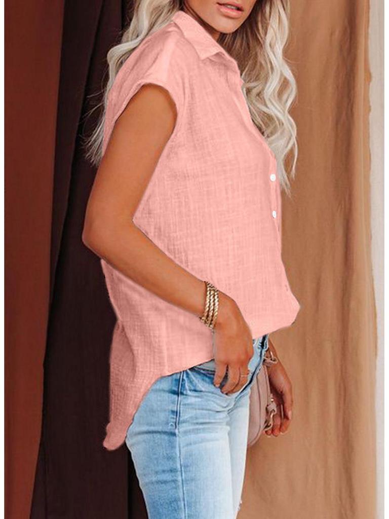 Summer 2026 Solid Color Single-Breasted Sleeveless Lapel Shirt