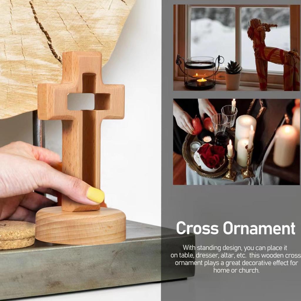 Wooden Jesus Crucifix - Religious Wall and Table Decor for Church, Christian Gift