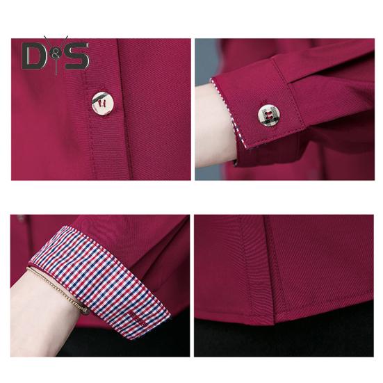 Women Shirt Lapel Long Sleeve Solid Color Single Breasted Shirt Tops Office Lady Shirt Work Daily Wear