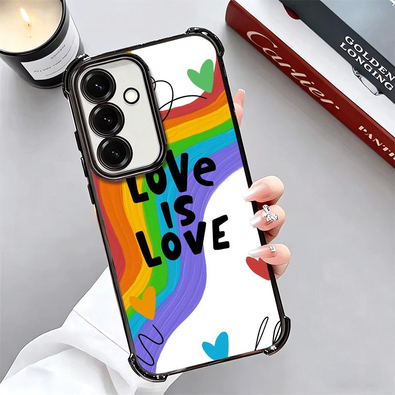 LGBT Rainbow Love Is Love Plating Phone Case For Samsung A17 A07 A37 A57 A16 A56 A15 A55 A14 A54 A13 A53 A26 A36 A25 A35 A24 A34