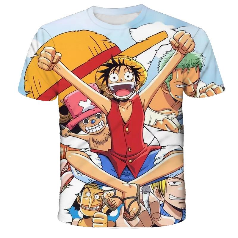 One Piece Luffy Girls T-shirt Kids Short Sleeve Children Print T-shirts Tees Boys' Casual Clothes Ghild O Neck Shirt Daily Tops