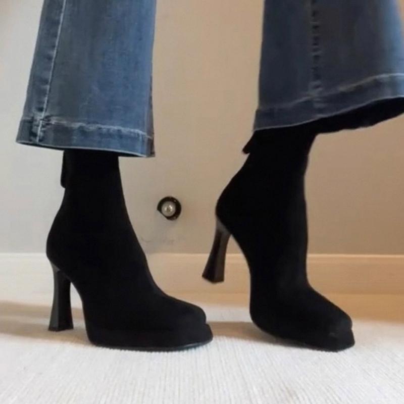 Fashion High Heels Women Ankle Boots Fashion Dress Shoes Elegant Winter Pumps Woman 2025 New Designer Goth Chelsea Botas De Mujer Shoes
