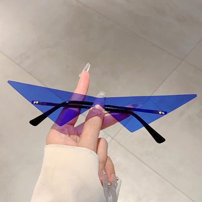 Rimless Triangle Sunglasses Men New Fashion Hip-hop Solid Color Outdoor Shades Women Trendy Brand Design Rave Sun Glasses