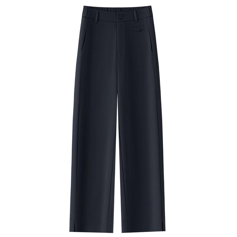 Women's Khaki High Waist Wide Leg Cropped Pants - Spring/Autumn 2025 Casual Slimming Trousers