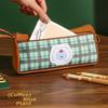 Grid Pattern Retro Grid Stationery Bag Cute Animal Pencil Pouch Vintage Plaid Pen Bag  Student