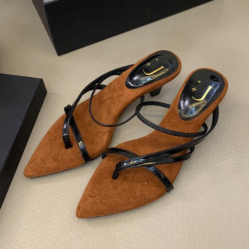 Fashion Fashion Pointed Toe Women Heels Pumps Shoes Slip On Footwear Shallow Ladies High Heels Shoes Female Slides Sandals Flip Flops