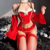 Qingruohan Red Christmas Lingerie: Sexy Maid Uniform & Quick Release Bedtime Set