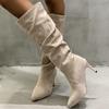 Women's Slim Heel Pointed Toe Knee-High Boots, Straight Shaft Over-the-Knee Fashion Boots, Fall Winter Footwear