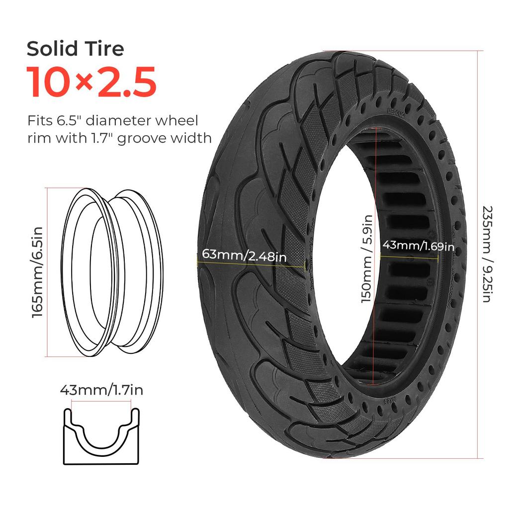NEDONG Black 10*2.5 Solid Tire(37mm)