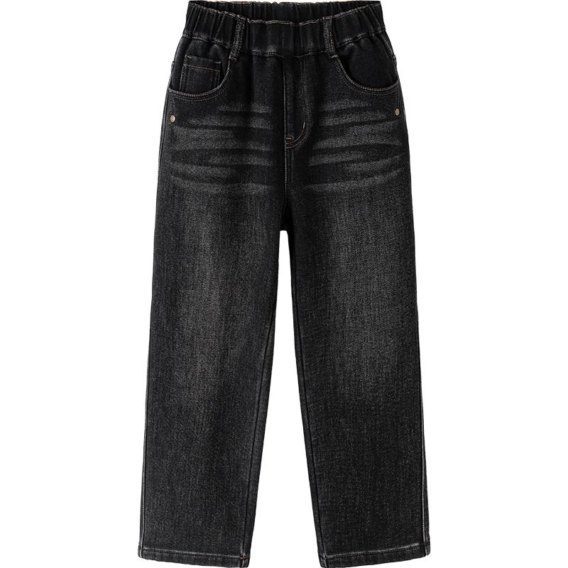 Balabala Boys Fleece-Lined Straight-Leg Denim Jeans 160