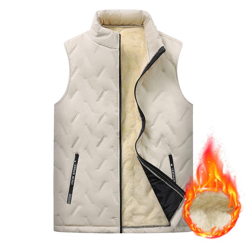 Men's Lambswool Cotton Fleece-Lined Winter Vest - Thick, Warm, Sleeveless Outerwear