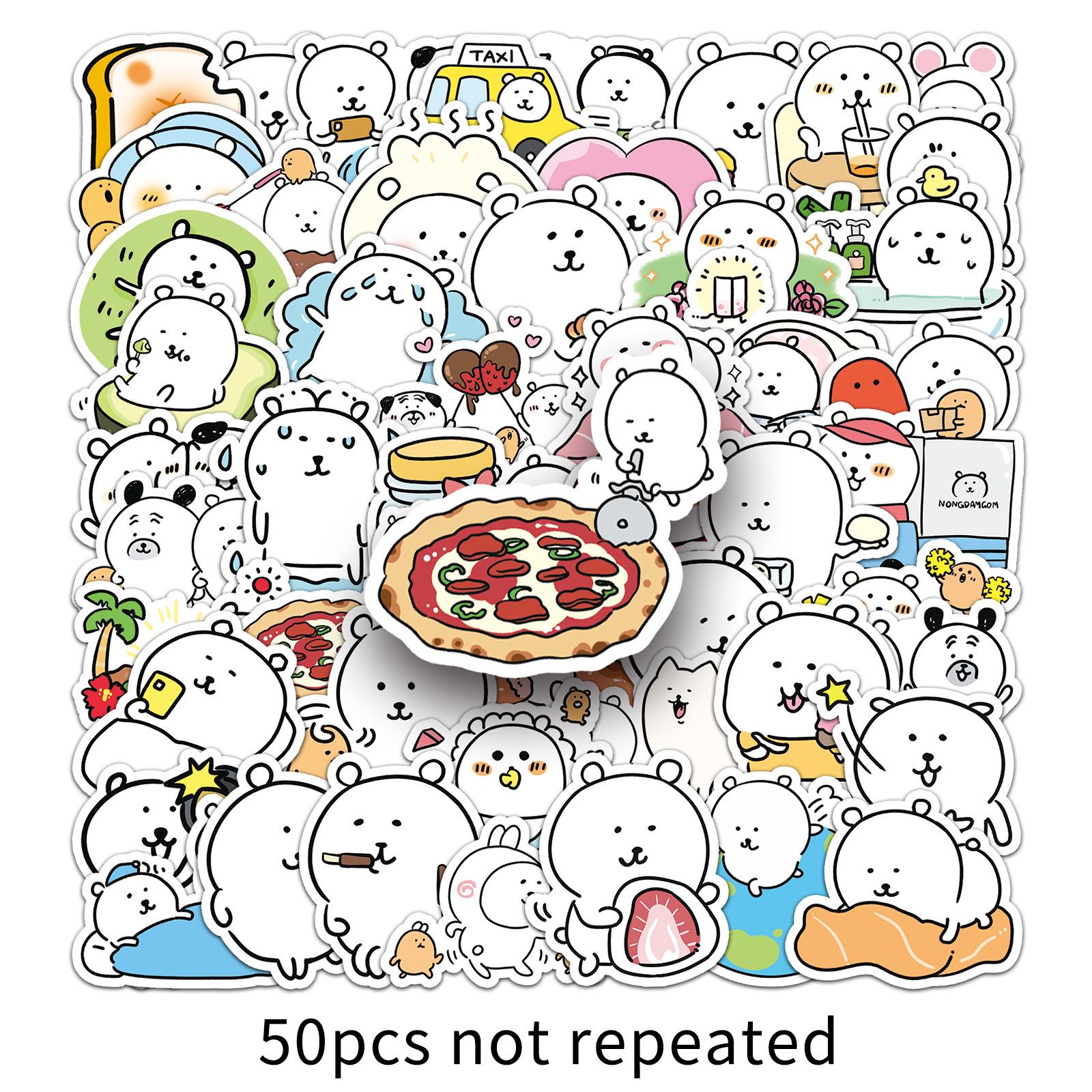 50 Cute Self-Deprecating Nagano Bear Stickers: Japanese Anime Style for Suitcases & Notebooks